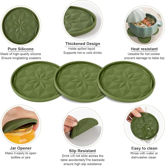 OIAHOMY 8 Pcs Coasters with Holder - Image 3