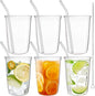 6 Pieces Drinking Glasses with Straw, 16 Oz Clear Water Glass Set | Lead-free by Nagpew