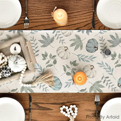 Artoid Mode 210 GSM Fall Table Runner 13x90 Inch Home Party Decor | Blue - Image 4