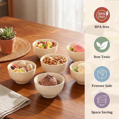 PYRMONT Wheat Straw Bowls Set of 8 Unbreakable Small Bowls 10 OZ Alternative - Image 6