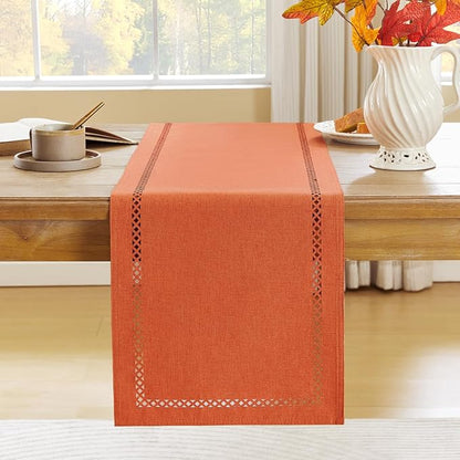 Orange Burlap Table Runner, Fall Table Runners 72 inches Long | Double Layer - Image 5