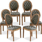 SoarFlash French Dining Chairs Set of 6, Vantage Dining Chair with Round Back, Farmhouse Country PU Leather Dining Chair for Kitchen,Bedroom,Green