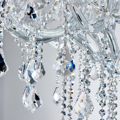 Modern Chrome Chandelier Light Fixture - Luxury Maria Theresa Crystal Chandeliers for Dining Room, Kitchen Island, Living Room, Bedroom, 15 Lights, 2 Layers