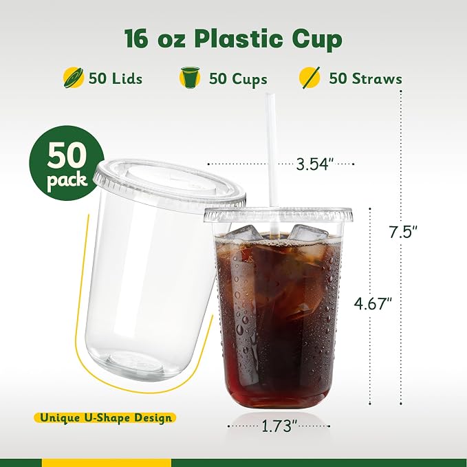 50 Pack 16 oz Round Bottom Plastic Cups - Image 2