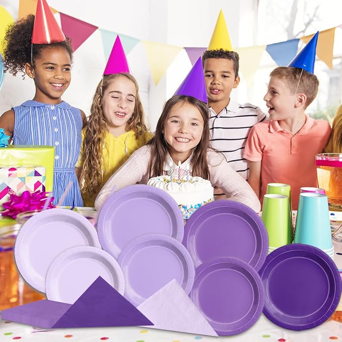CMUSKO Lavender Party Supplies-60Pcs Purple Plates and Napkins Kit Gradient - Image 3