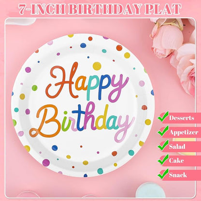 50 Pcs Happy Birthday Paper Plates and Napkins Disposable Party Decorations | 7 - Image 4