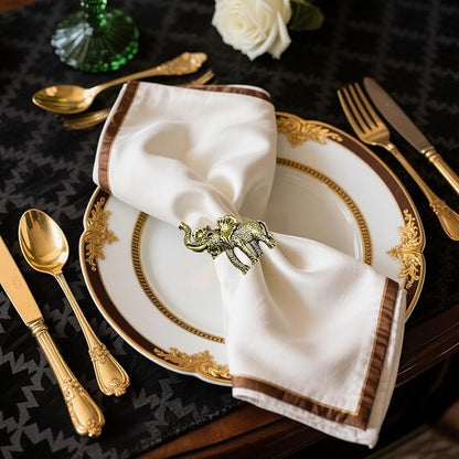 Elephant Napkin Rings Set of 12 Gold Tropical Animal Napkin Ring - Image 2