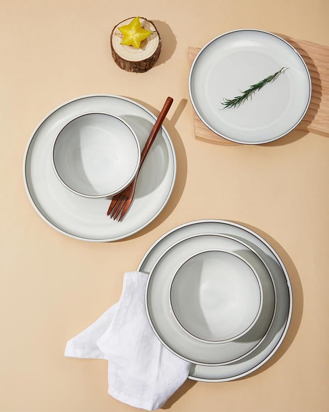 18 Piece White Stoneware Dinnerware Set - Image 4
