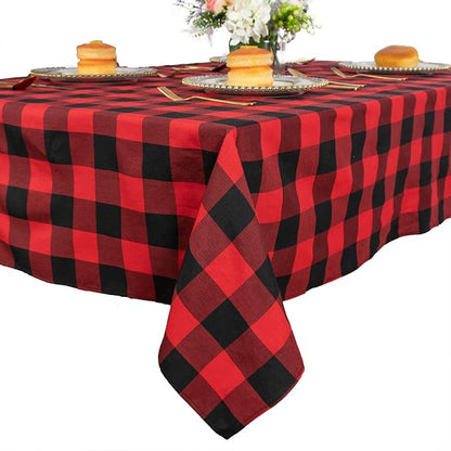 ShinyBeauty Checked Tablecloth Rectangle 54x80-Inch Red and Black Buffalo Plaid by ShinyBeauty