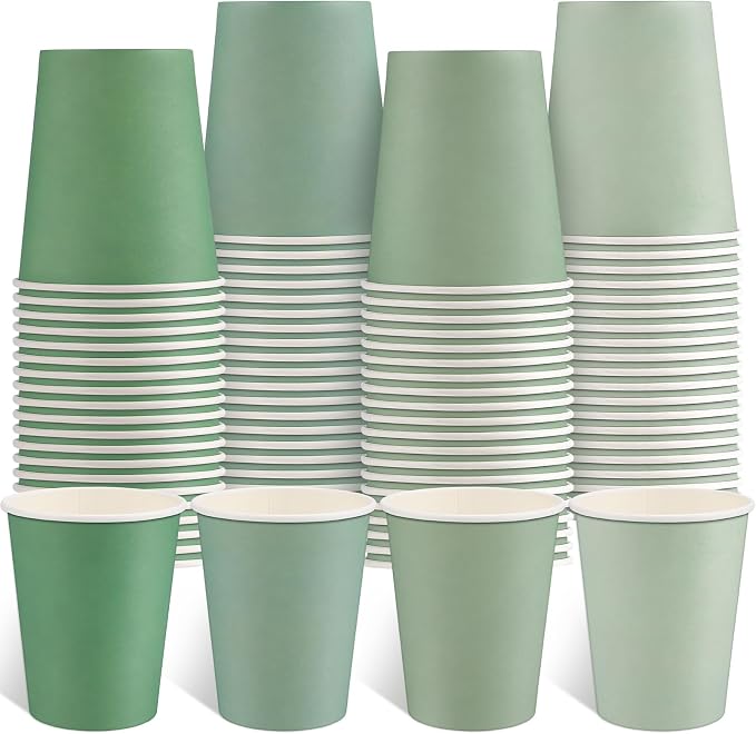 NatNarr 100 Pack Gradient Sage Green Paper Cups, 9oz Baby Shower Paper Cup | by NatNarr