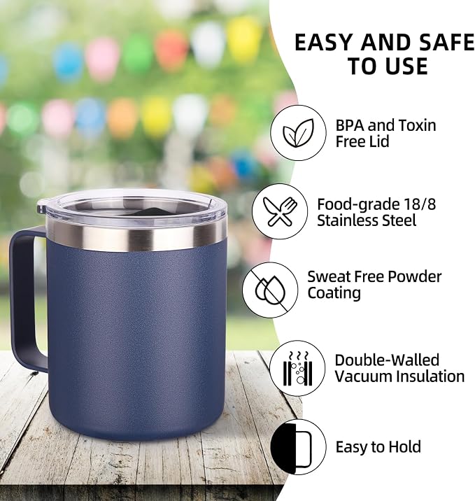 Volhoply 14oz Insulated Stainless Steel Coffee Mug - Image 4