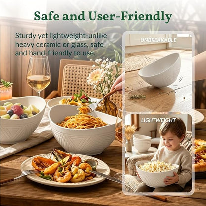 Salad Bowls Set of 6, 60 OZ Large Wheat Straw Bowls - Image 6