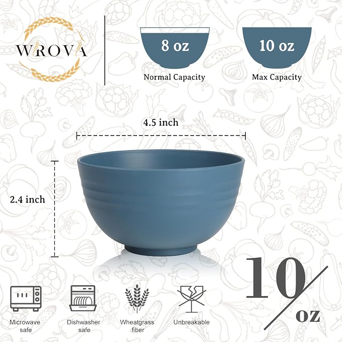 Small Wheat Straw Bowls Sets of 6, Dishwasher Safe and Microwave Safe Snack - Image 2