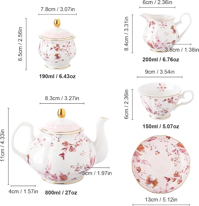 fanquare 21 Pieces British Porcelain Tea Set - Image 6