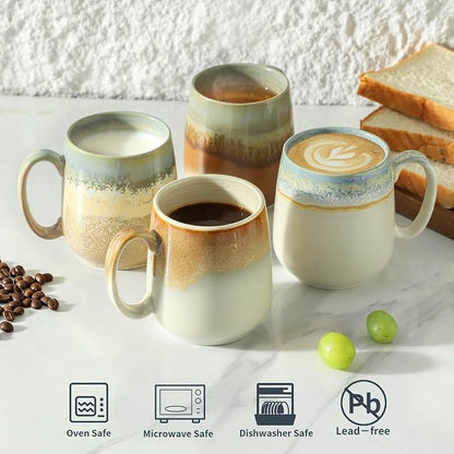 HASENSE Ceramic Coffee Mugs Set of 4, 16 oz Large Reactive Glaze Mugs | - Image 6