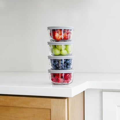 8-Piece Glass Food Storage Containers Set | 1-Cup, Leakproof | Microwave - Image 2