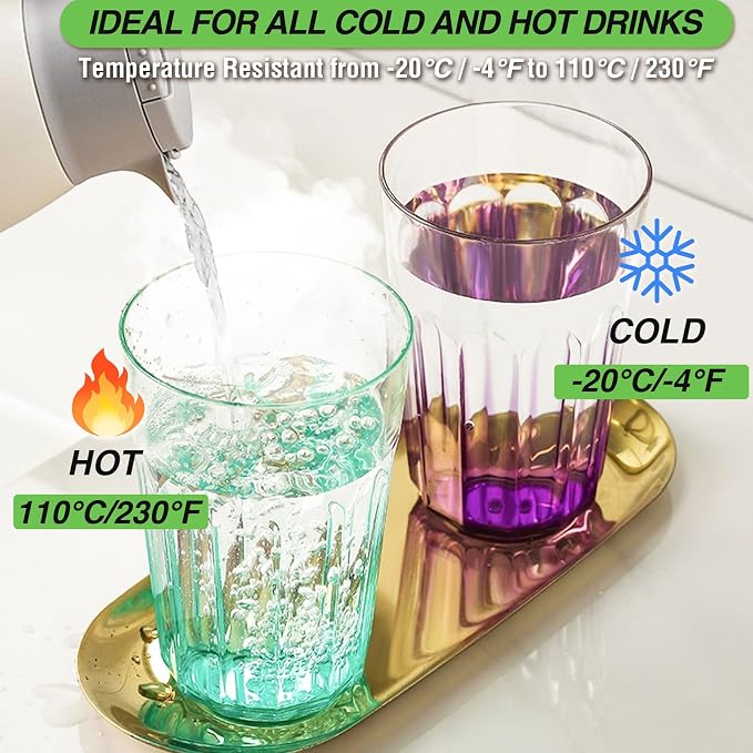 Plastic Drinking Glasses Set of 8，15oz Plastic Cups Reusable Tumblers | Water - Image 5