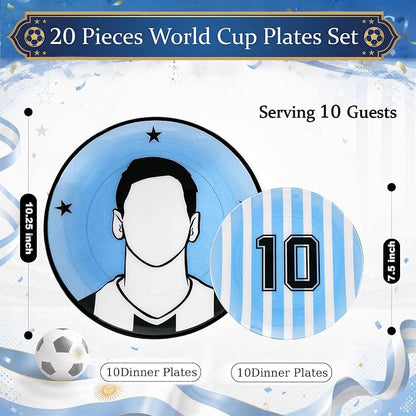 20Pcs Blue Plastic Soccer Plates, Disposable Plates - Image 2