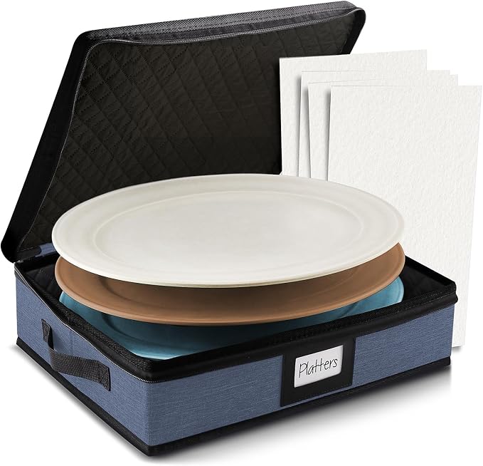 Platter Storage Case – Fine China Storage Containers Hard Shell, Quilted and by HearthHarbor