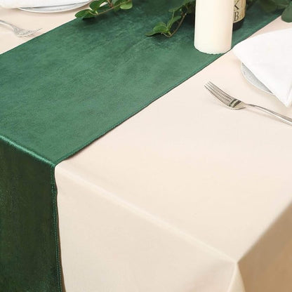 10 pcs 12x108-Inch Hunter Green Premium Velvet Table Runners Wedding Reception - Image 6
