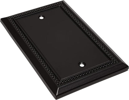 Henne Bery Sunken Pearls Heavy Duty Decorative Wall Plate Switch Plate Outlet Cover, Durable Solid Zinc Alloy (Single Blank 2PK, Matte Black)