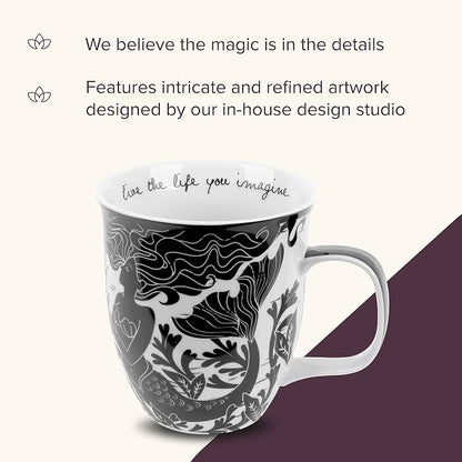 Karma Gifts 14 oz Black and White Boho Mug Mermaid - Image 4