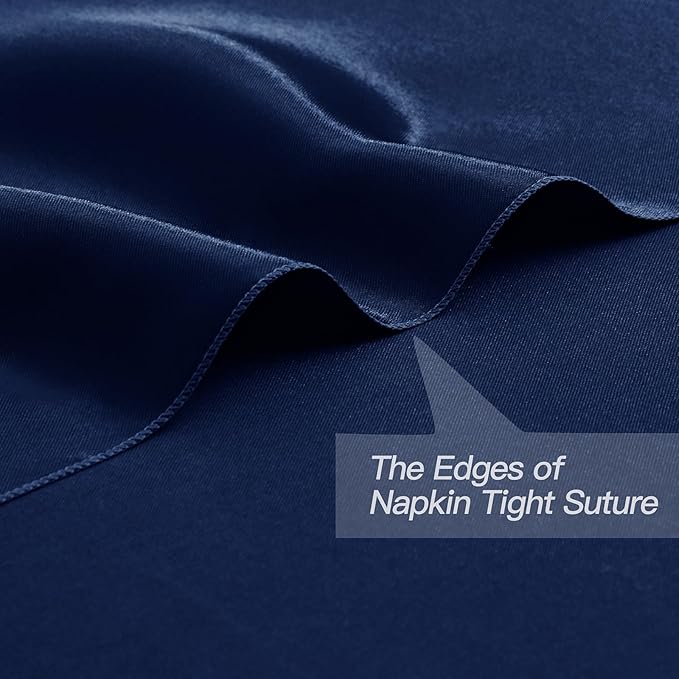 P Pothuiny 50 Pcs Navy Blue Satin Napkins 17 x 17 Inch, Satin Cloth Napkins | - Image 3