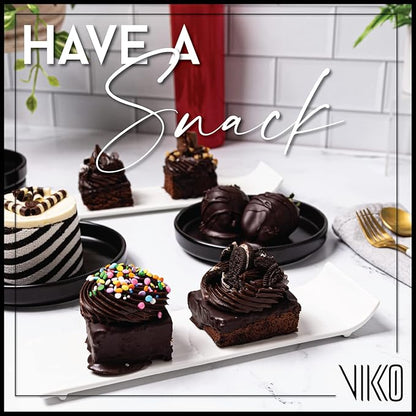 Vikko Rectangular Appetizer Plates, Set of 4 Small White Plate with Lifted Edge, Elegant Dishware for Serving Entres, Appetizers and Desserts, Dishwasher Safe, Microwave Safe