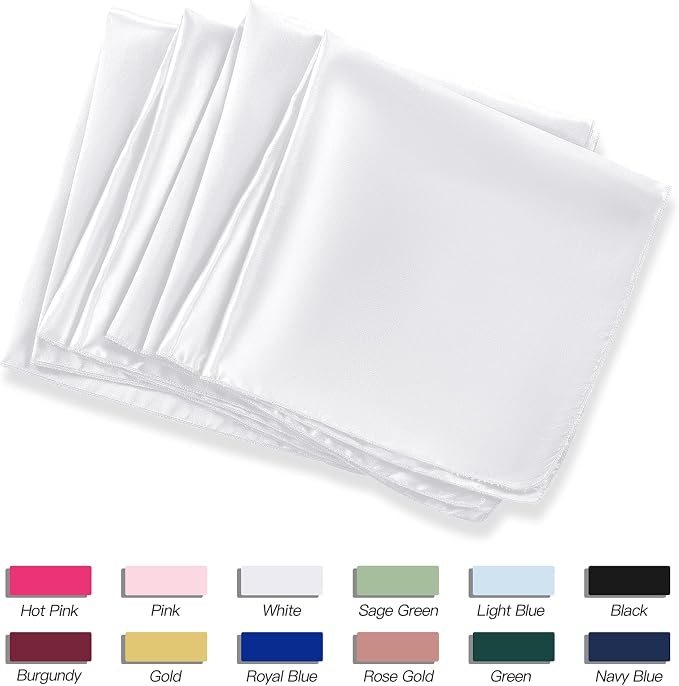 P Pothuiny 12 Pcs White Satin Napkins 17 x 17 Inch, Satin Cloth Napkins | - Image 6