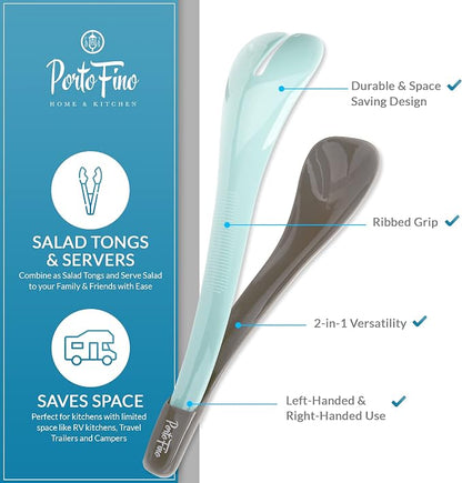 PortoFino Salad Tongs for Serving, Salad Serving Utensils, 2 in 1 Salad Tosser - Image 5