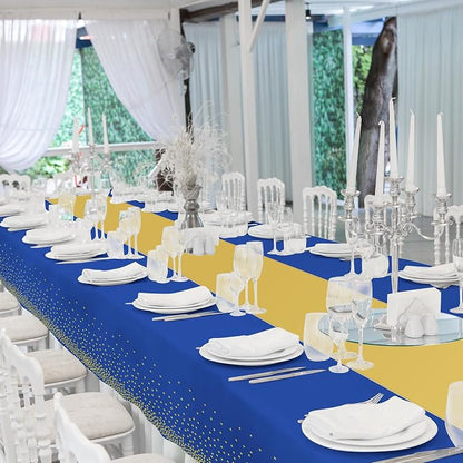 12 Pack Blue and Gold Tablecloth and Table Runner Party Decorations, Royal Blue - Image 7