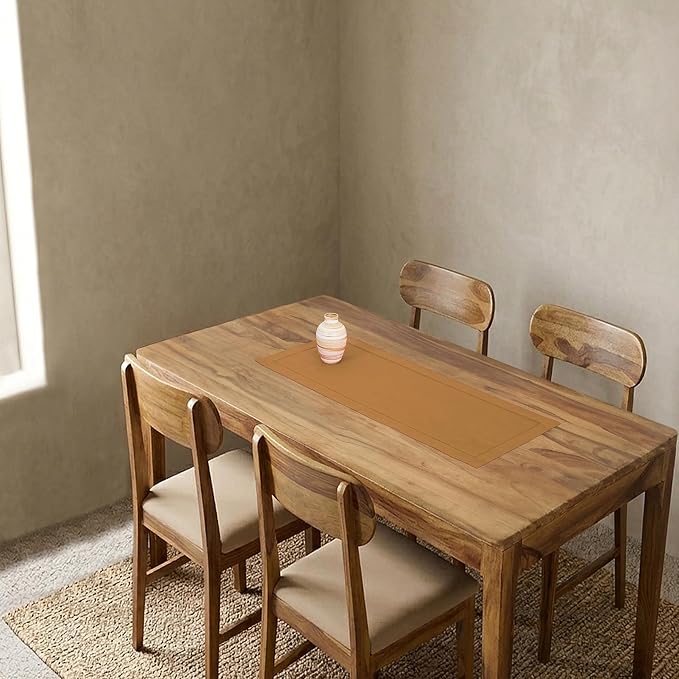 Solino Home 100% Pure Linen Table Runner Brown Sugar Hemstitch, 14 x 36 in | - Image 2
