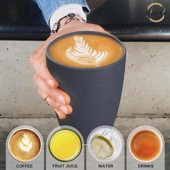 Wrova Wheat Straw Cups 8 PCS Good Alternative to Plastic Reusable Cups 12 oz - Image 8