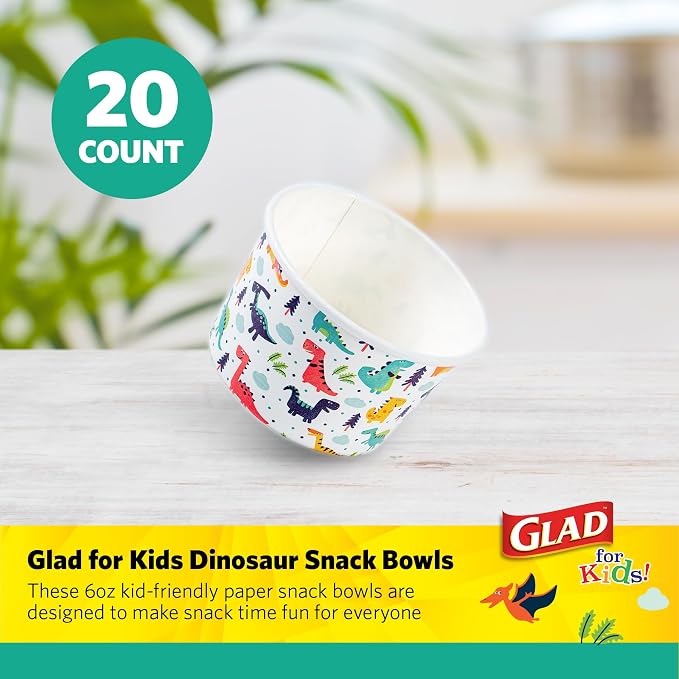 Glad for Kids Mini Disposable Paper Bowls, 6 Oz, 10-Pk | Heavy-duty paper - Image 2