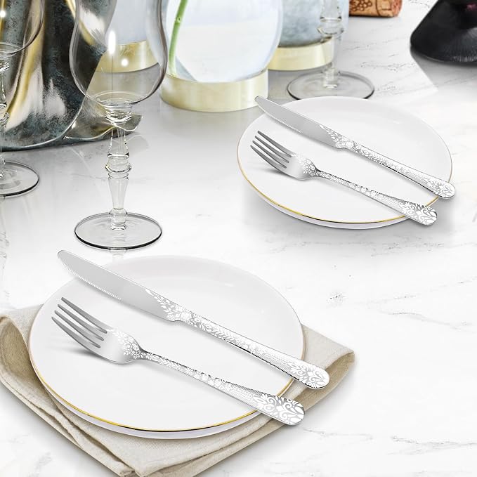 40 Piece Silverware Set, Stainless Steel Flatware Cutlery Set Service - Image 7