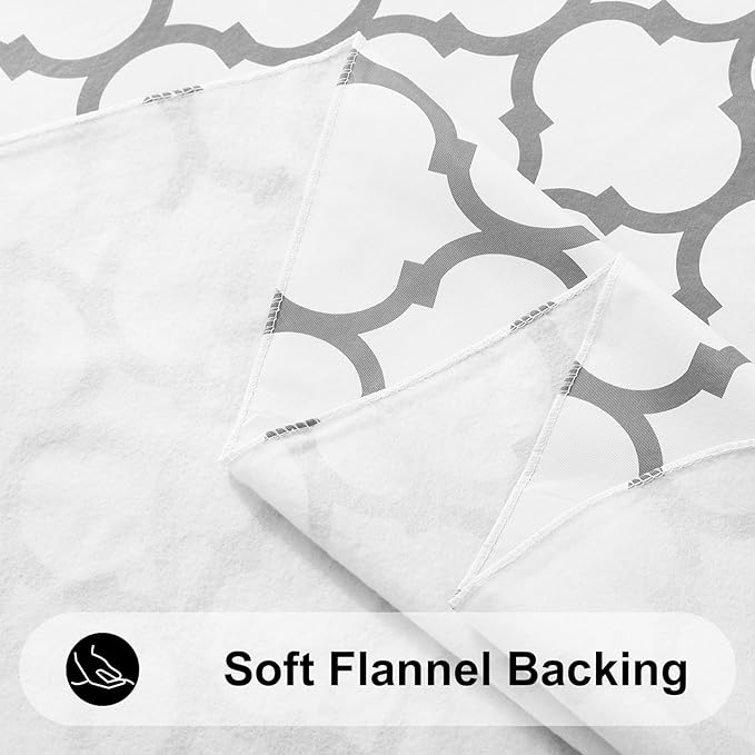 Smiry Rectangle Table Cloth, Waterproof Vinyl Tablecloth with Flannel Backing for Rectangle Tables, Wipeable Spillproof Plastic Tablecloths for Dining, Camping, Indoor and Outdoor (60"x84", White)