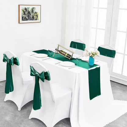 10-Pack Dark Green Satin Table Runner 12 x 108 Inch Long Fuchsia Bright and - Image 5