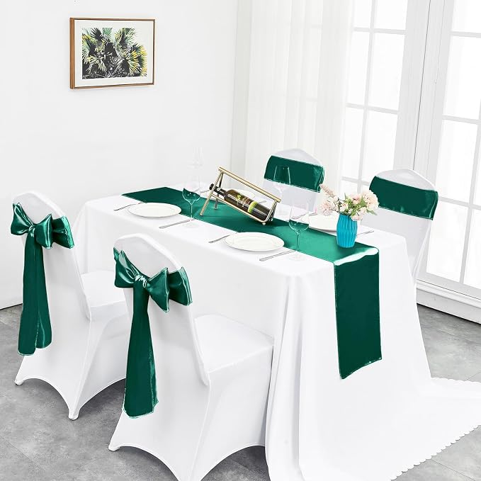 4-Pack Dark Green Satin Table Runner 12 x 108 Inch Long Fuchsia Bright and - Image 5