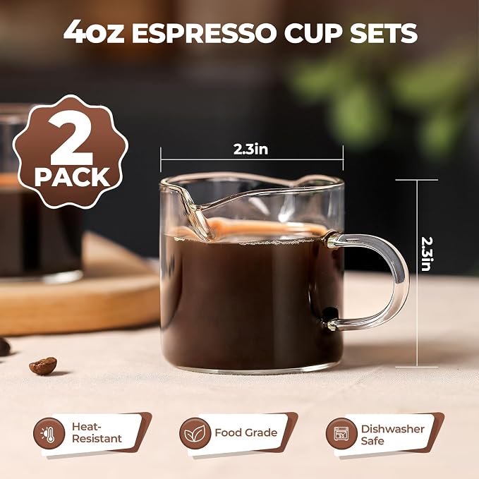 4 Oz Espresso Cups Set of 2 Double Spout - Image 2