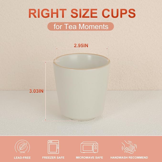 6.7 Ounce Janpanese Tea Cup Set of 4, Handle-less Espresso Cups Set - Image 2