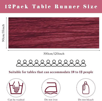 10FT 6 Pcs Burgundy Cheesecloth Table Runner Gauze Fabric Boho Cheese Cloth - Image 3