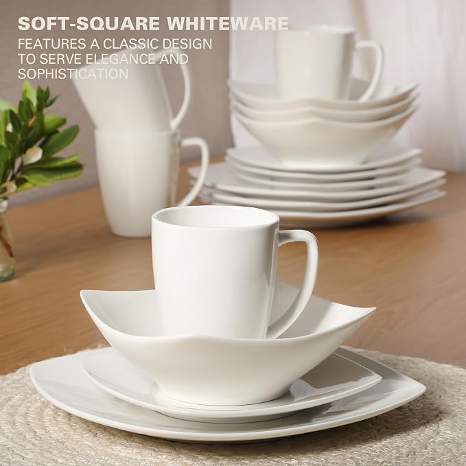 Gibson Home Zen Buffet White Porcelain Dinnerware Set - Image 4