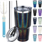 30 oz Tumbler with Lids and Straws, Stainless Steel Insulated Coffee Tumbler by GUDEMAO
