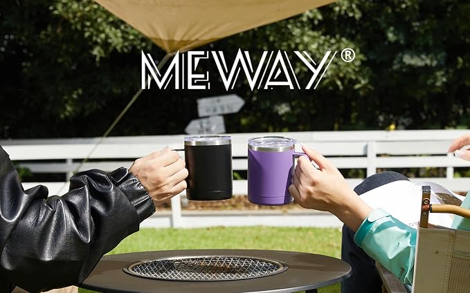 MEWAY 12oz Coffee Mug With Handle and Sliding Lid, Stainless Steel Travel - Image 8