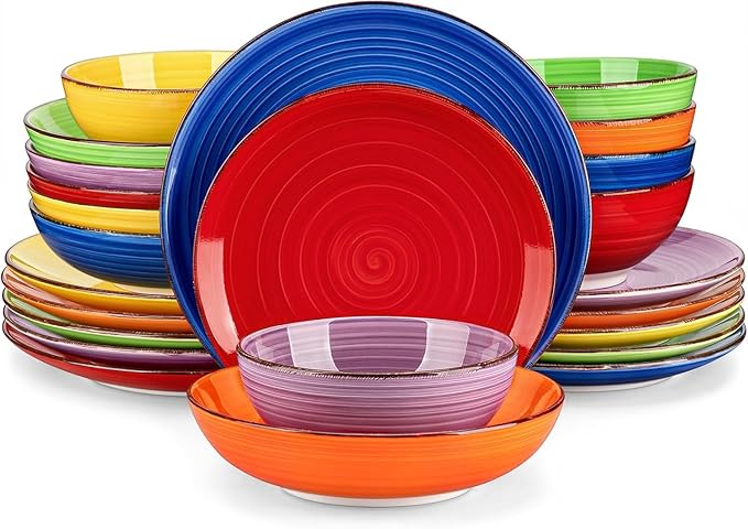 vancasso Bonita Dinnerware Sets, 24 Pieces Multicolor Stoneware Dinner Set | by vancasso