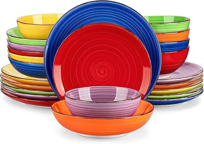 vancasso Bonita Dinnerware Sets, 24 Pieces Multicolor Stoneware Dinner Set | by vancasso