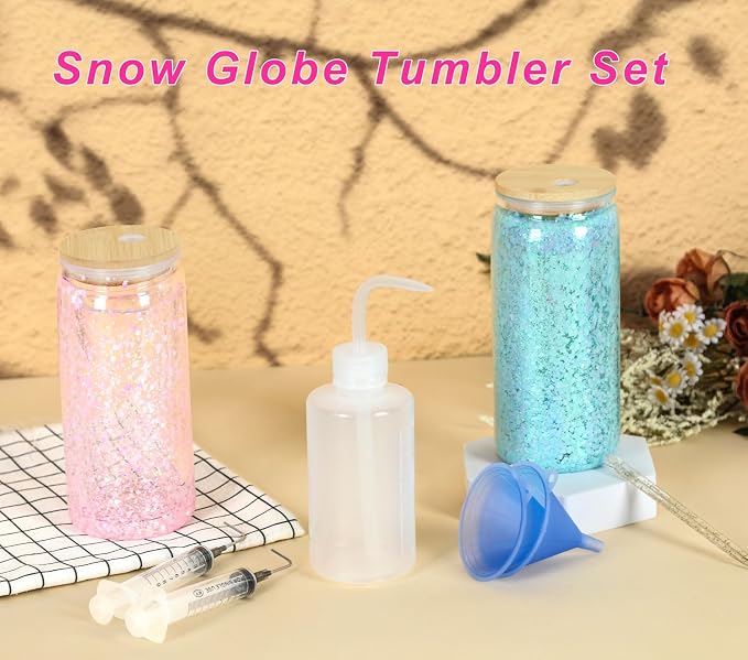Maucircol 15 Pack Acrylic Snow Globe Tumbler, 20 Oz Pre Drilled Double Wall - Image 4