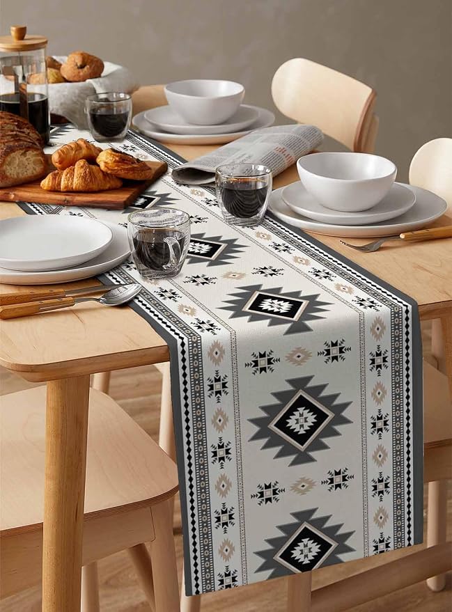Boho Table Runners 70 Inches Long, Abstract Southwestern Kitchen Dining Tables - Image 3
