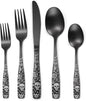 Pattern Matte Silverware Set for 8, 40 Piece Gothic Black Flatware set by MetalServingUtensils