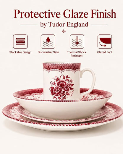 TUDOR ROYAL 24-Piece Porcelain Round Dinnerware Set, Service - Image 5